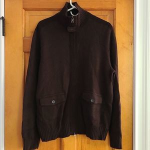 Banana republic men's full zip luxury blend sweater corduroy trim large